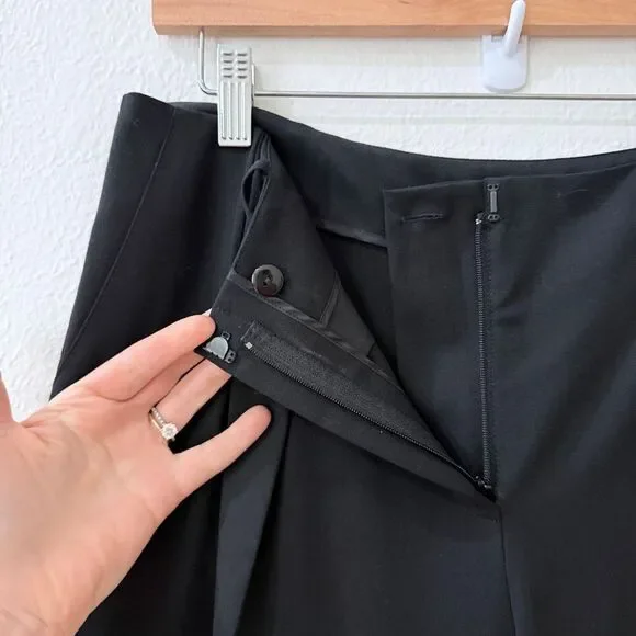 LAFAYETTE 148 Black Stretch Wool Pleated Wide-Leg Dress Pants Trousers 8 Wyatt - Picture 6 of 11